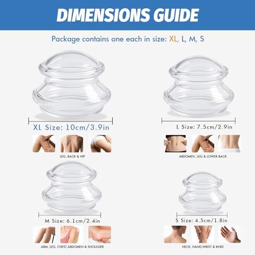 ELERA Silicone Cupping Therapy Set – Transparent Massage Cups in 4 Sizes (XL, L, M, S) for Body Relaxation, Cellulite & Home Wellness (Gourd Shape 4-Pack) - Image 3