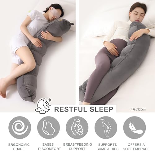 Peallow(Pat. Pend) – Long Round Body Pillow for Adults, Bolster Pillow for Sleeping, Soft and Supportive Pillow for Sleeping & Lumbar Support - Image 5