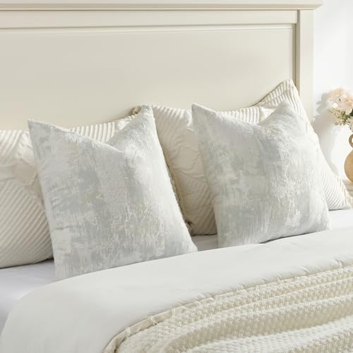 FUTEI Pack of 2 Faux Cashmere Throw Pillow Covers 12x20 Inch,Light Blue White - Image 6