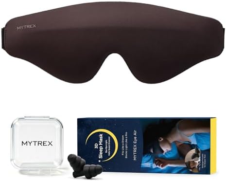 MYTREX 3D Contoured Sleep Mask for Side Sleepers, 100% Light Blocking Eye Mask for Sleeping, Soft Breathable Blackout Blindfold with Adjustable Strap for Travel, Nap, Night Shift & Insomnia Relief by MYTREX