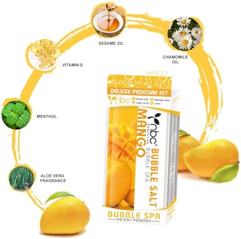 Pedicure Kit Foot Soak Set: Bubble Salt, Sugar Scrub, Massage Mask, Massage Lotion in a Box, 4 Step Foot Spa Kit for Dry Feet,Tired Feet （1 Set Mango) - Image 4