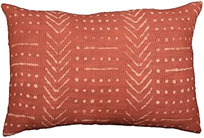 Trade Star Decorative Handwoven Sofa Pillow Case Handloomed Cushion Case 100% Cotton Throw Pillow Cover for Living Room Indian Spring Pillow Cover Fall Decor Case (Rust Snow 12X18 INCHES) by TradeStar