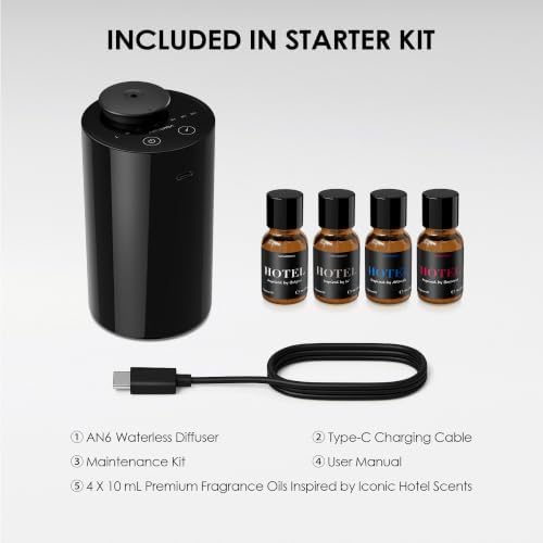Airversa AN6 Waterless Essential Oil Diffuser Starter Kit, Black - Image 6