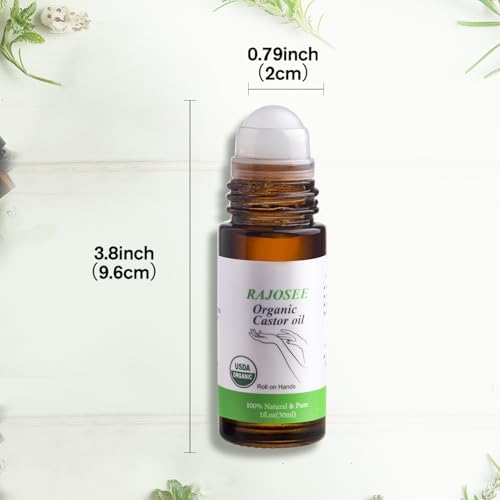 RAJOSEE Castor Oil Roll on in Glass Bottle, Certified Organic Castor Oil Roller for Body Hair Skin Lip Eyebrow Pure Organic Cold Pressed Essential Oil - 1fl.oz - Image 3
