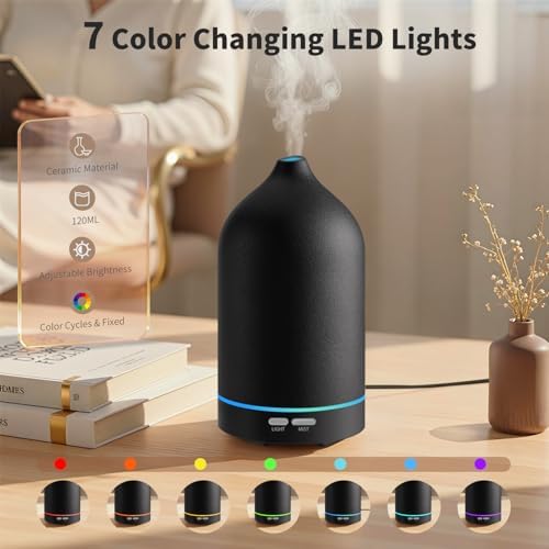 URPOWER 120mL Ceramic Essential Oil Diffuser Quiet Diffusers for Home - Image 3