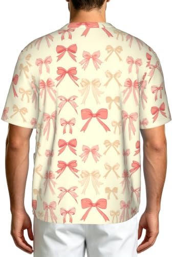 Men's Scrub Top,V-Neck Spill Wrinkle Resistant,3 Pockets-Preppy-Style Bow (1) - Image 2