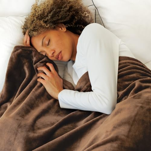 NANPIPER Queen Size Blanket - Lightweight Soft Fleece for Adults All-Season Coffee Brown 90"x90" by NANPIPER