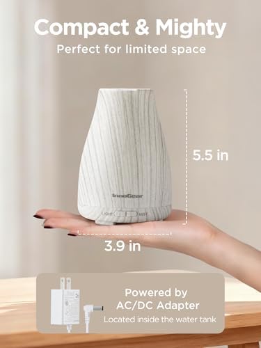 InnoGear Essential Oil Diffuser Ultrasonic Diffusers for Home, White Grey - Image 2