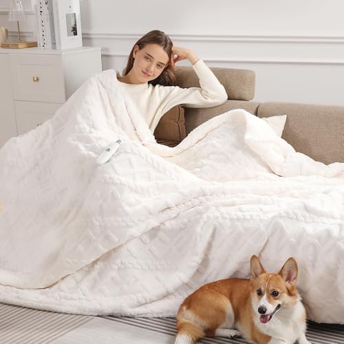 Electric Blanket Twin Heated Blanket-Soft Sherpa Twin Heating Blanket,White by SafeWarmthTrustedComfort