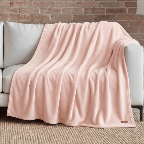 Lucky Brand Solid Plush 50"X70" Throw Blanket, Light Pink - Soft, Cozy, and Timeless Comfort by LuckyBrand
