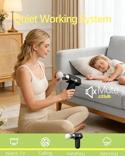 Mini Massage Gun Deep Tissue, Portable Handheld Massage Gun for Muscle Recovery, Quiet Percussion Massager with 9 Heads, USB-C Rechargeable Massage Gun for Travel, Gym & Office, Matte Black - Image 3