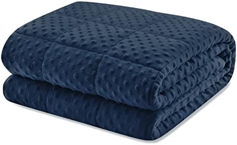 Huloo Sleep Weighted Blanket Twin 15lbs for Adult(48"×78",Navy Blue) Breathable Soft Minky Weighted Throw Blanket for All Season,Heavy Blanket with Premium Glass Beads by HulooSleep