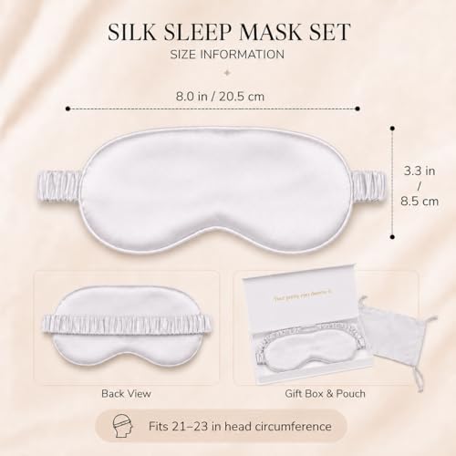 Silk Sleep Mask Light Blocking Luxury 100% Mulberry 19mm Silk Eye Mask Eye Cover Blindfold Ultra Soft Light & Comfy Anti Aging Skin Care with Travel Bag Gift Package - Image 3