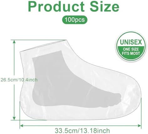 Plastic Foot Covers for Feet - 100pcs Pedicure Liners Disposable Clear Plastic Socks Disposable Foot Covers for Paraffin Bath, Pedicure, Spa, Shoes - Image 2