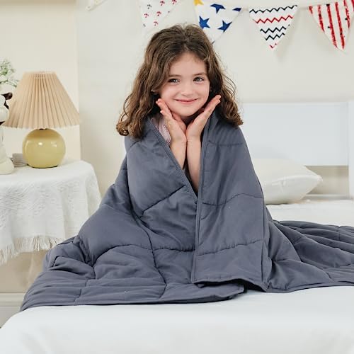 yescool Weighted Blanket (10 lbs, 41" x 60", Grey) Cooling Heavy Blanket, Perfect for 90-110 lbs, Breathable Throw Blanket Gifts with Premium Glass Bead, Machine Washable by yescool
