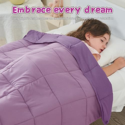 Weighted Blanket 3lbs, 36"x48", Cooling Heavy Throw Blanket for 20-40lbs, Microfiber Soft Big Blankets Weighted Comforter, Purple - Image 2