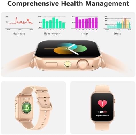 Blackview Smart Watch for Women,1.91" HD Touchscreen Fitness Watch with Flashlight, Bluetooth Notifications/Make Calls, Heart Rate/Sleep Monitor/2 Straps, Fitness Watch for Android/iPhone - Image 4