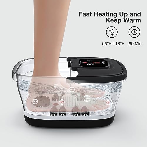 HOSPAN Collapsible Foot Spa with Heat, Bubble, Red Light, and Temperature Control, Foot Bath Massager with 8 Shiatsu Massage Rollers & 12 Essential Oil Rich Foot Bath Bombs Gift Set for Feet Stress Re - Image 2
