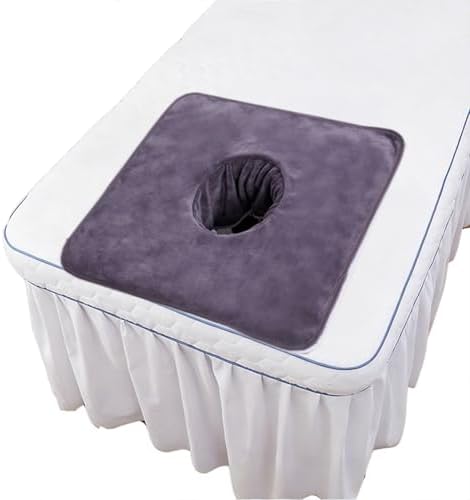 Massage Table Cover Towel with Face Cradle Hole, Premium Fitted Sheet with Locked Edges (Dark Gray Square) by ZBH1985