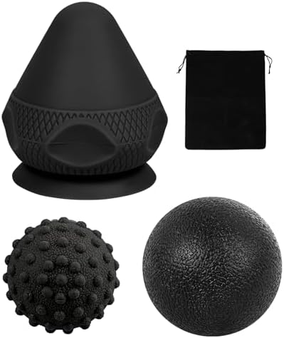 WOVTE Massage Lacrosse Ball for Sore Muscles, Shoulders, Neck, Back, Foot, Body, Deep Tissue, Trigger Point, Muscle Knots, Yoga and Myofascial Release (Blue) (Black（Set）) by WOVTE