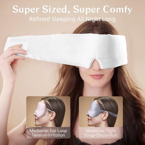 Silk Sleep Mask for Women and Men, Side Sleeper, 22 Momme Pure Mulberry Silk Total Blackout 100% Mulberry Eye Mask with Adjustable Headband Full Size, Eye Masks for Sleeping and Travel - Image 2