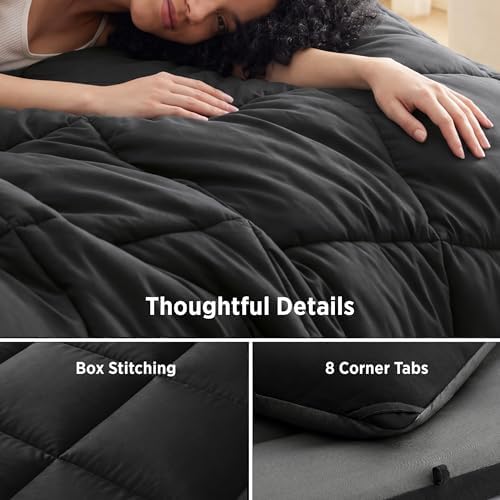 Bedsure Comforters King Size Duvet Insert, Quilted Down Alternative Comforter, Ultra Soft Lightweight Comforter Blanket for Bed, with 8 Tabs, Machine Washable, 90x102 in,Black/Grey - Image 6