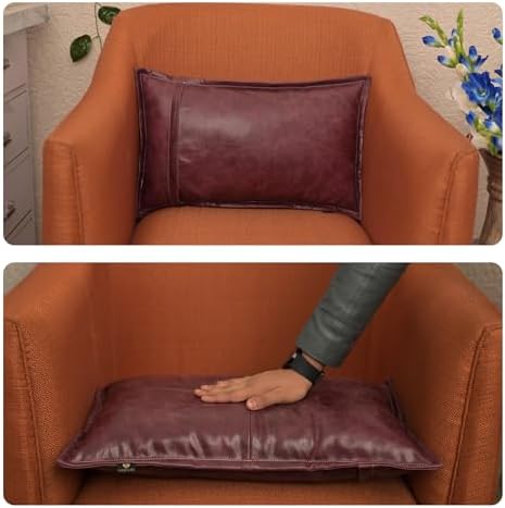 LL LEATHER LOVERS 100% Lambskin Leather Pillow Cover - Sofa Cushion Case - Decorative Throw Covers for Living Room & Bedroom, Pink Maroon Box Pack of 2-18X26 Inch - Image 6
