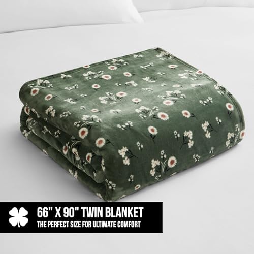 Lucky Brand Daisy Green Floral 66"X90" Cozy Plush Blanket - Premium Microfiber Throw for Luxurious Comfort and Style Twin/Twin XL Size - Image 2