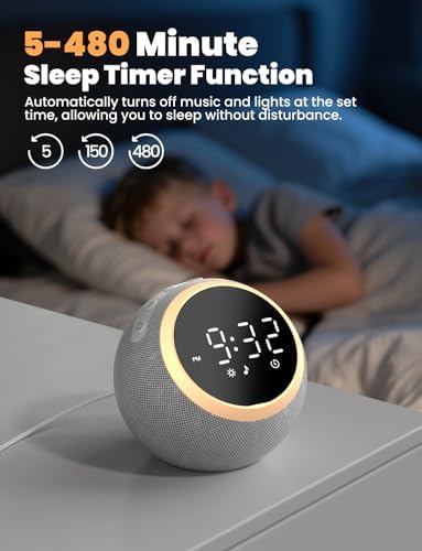 LIORQUE Alarm Clock with White Noise Machine & Night Light, Gray - Image 5