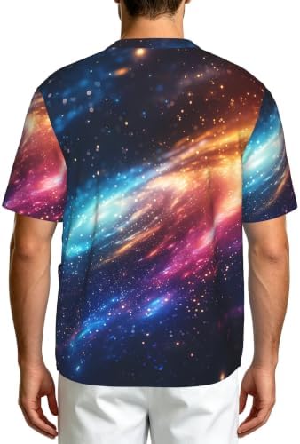 Men's Scrub Top,V-Neck Spill Wrinkle Resistant,3 Pockets-Space Galaxy (3) - Image 2