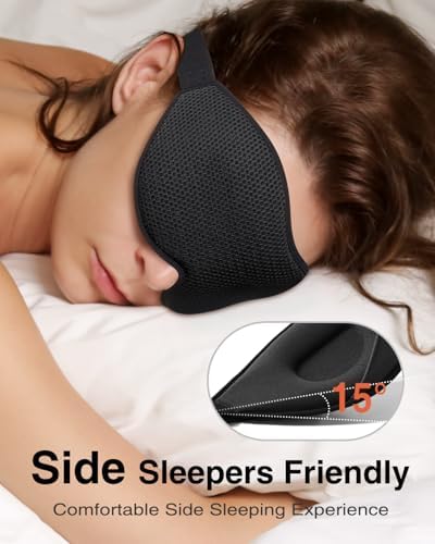 MABAO Sleep Mask for Side Sleeper, Eye Mask for Sleeping Women Men, Black - Image 2