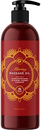 Relaxing Massage Oil for Massage Therapy - Aromatherapy Full Body Massage Oil with Enchanting Lavender Ylang Ylang Orange and Geranium Essential Oils - Naturally Scented Vegan Non GMO & Gluten Free by MapleHolistics