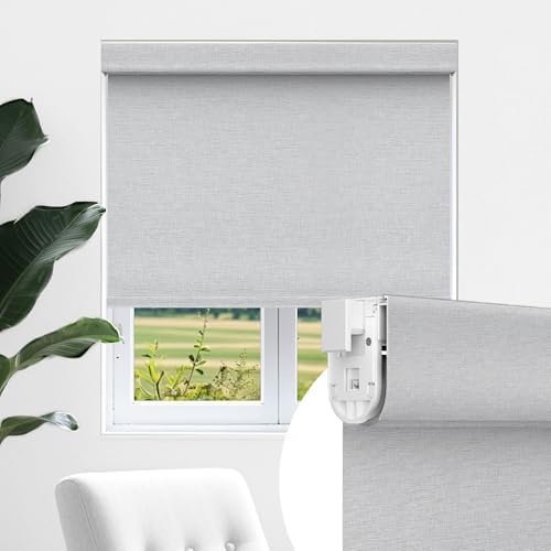 Allesin zen No Drill No Tools 100% Blackout Roller Shades for Windows, UV Protection, Free-Stop, Cordless Roller Blinds, Custom Blinds for Home, Office, Bedroom, Light Gray, Custom Size by allesinZEN
