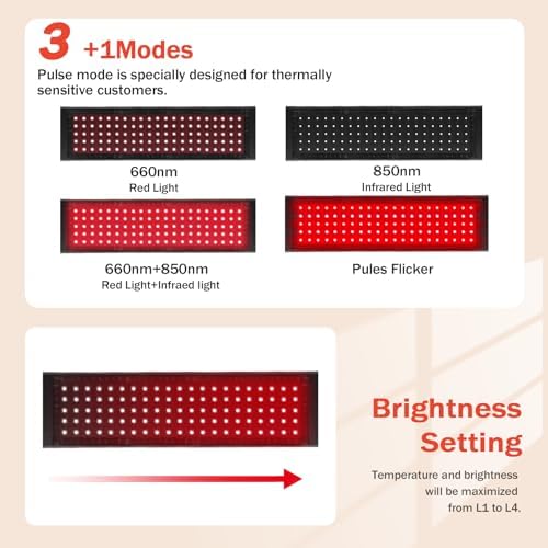 Red Light Therapy for Body, Infrared Light Therapy for Belt Shoulder Waist, Upgraded 3 in 1 LED Beads, 660nm Red Light & 850nm Near Infrared Light Therapy Belt Wrap Timer Remote Control - Image 6