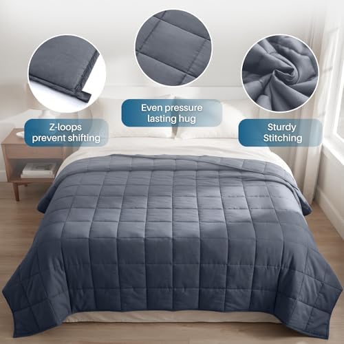 Weighted Idea Weighted Blanket for Adults (Dark Grey,48"x72",15lbs) Cooling Breathable Heavy Blanket with Premium Glass Beads All-Season Soft Thick Blanket - Image 4