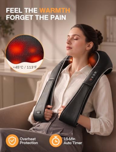 Shiatsu Neck Massager with Heat for Pain Relief Deep Tissue for Shoulder Black - Image 3