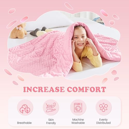 Weighted Blanket - 7 lbs Pink Minky Heavy Blanket - Small Size Breathable Lap Blanket(41"x60", 7 lbs) - Image 3
