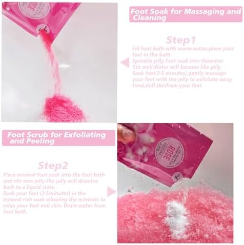 Rose Jelly Pedicure Kit Foot Soak Set - Foot Spa Soak Salt Scrub Intensive Softening Exfoliating Moisturizing, Mud Mask, Urea Cream Lotion for Women and Men, Spa Gift for Pedicure - Image 2