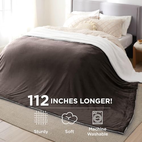 Bedsure GentleSoft Sherpa Fleece Cal King Blankets for Bed, Non-Heated, Thick and Warm Oversized Throw for Women and Men, Soft Fuzzy Plush Large Blanket for Winter, Brown, 112x98 Inches - Image 3
