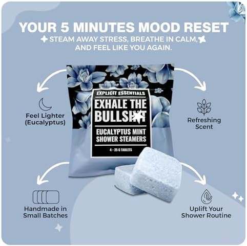 Explicit Essentials Exhale The BS Eucalyptus Mint Shower Steamers | Aromatherapy Eucalyptus and Mint Shower Steamers | Spa Shower Gift for Stress Relief, Relaxation & Self-Care - Image 2