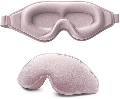 Sleep Eye Mask for Women Men, Soft and Comfortable Night Eye Mask for Sleeping, 3D Blockout Eye Cover for Travel, Blindfold with Adjustable Strap (Pink) by Hunrimu
