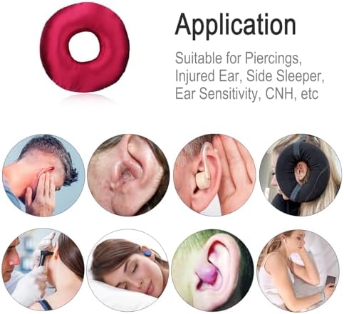 Silky Satin Piercing Pillow Ear Pillows Donut with Hole for Ear Pain CNH Piercing Pain Relief Sleeping Pressure Sore Side Sleepers Smooth Cooling Ear Guard Protector, Burgundy - Image 7