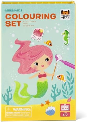 Tiger Tribe Coloring Set - Mermaids, Activity Set for Kids, incl. Stickers & Markers Portable Storage Box, Perfect for Travel, Great Gift by TigerTribe