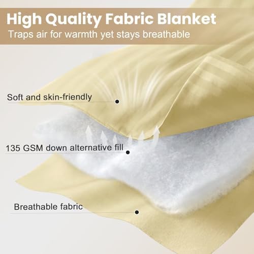 downluxe Queen Size Blanket with Satin Trim, Lightweight Down Alternative Blankets Queen Size for All Season, Machine Washable (Yellow, 90x90 Inch) - Image 4
