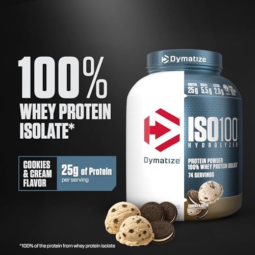 Dymatize ISO100 Protein Powder, 100% Whey Isolate, Cookies & Cream - Image 2