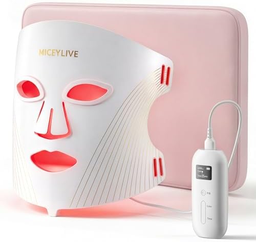 Red Light Therapy for Face Mask, Blue Light Therapy for Acne, Gifts for Women, Wrinkle LED Face Mask, 432 LED with Full Face Coverage & 3 Light Modes, Travel Bag for Home Use & Travel, Black by Unknown