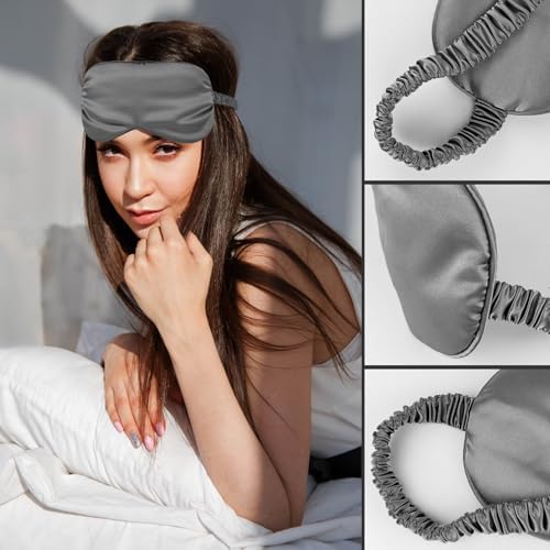1 Pcs Silk Sleep Mask, Soft Eye Mask with Elastic Strap, Lightweight Blindfold for Men, Women, Travel, and Naps (Cyan) - Image 6