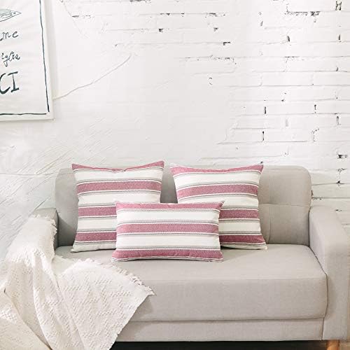 2 Pack Multicolor Stripe Pillow Case Soft Faux Linen Square Decorative Throw Cushion Cover Pillowcase with Hidden Zipper for Sofa Car Couch Living Room 14" x 14 " - Image 5