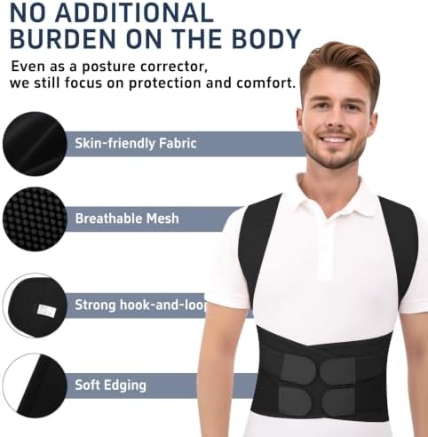 Posture Corrector for Women and Men, Back Brace with Adjustable Shoulder Brace, Full Support Waist Belt and Lumbar Panel, Spine Alignment Posture Trainer for Neck, Shoulder, Upper and Lower Back Support, Slouching and Hunchback Corrector (Black, X-Large) - Image 5