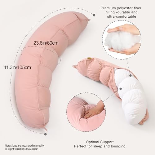 Peallow(Pat. Pend) – Long Round Body Pillow for Adults, Bolster Pillow for Sleeping, Soft and Supportive Pillow for Sleeping & Lumbar Support - Image 3